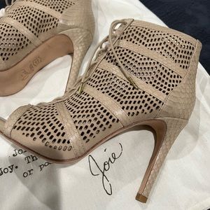 Joie Lace-up Heels with Python Detail